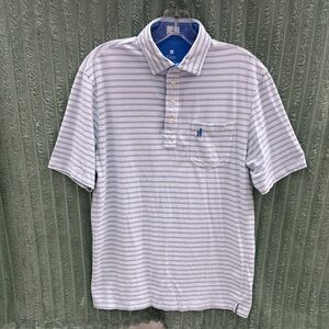 Johnnie-O Blue / White Stripe Cotton Polo Size small